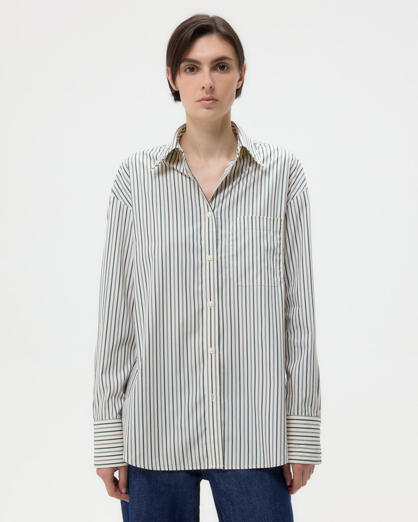 BLOUSES/SHIRTS/TOPS Big Joe Striped Shirt in Ivory and Cilantro TWP