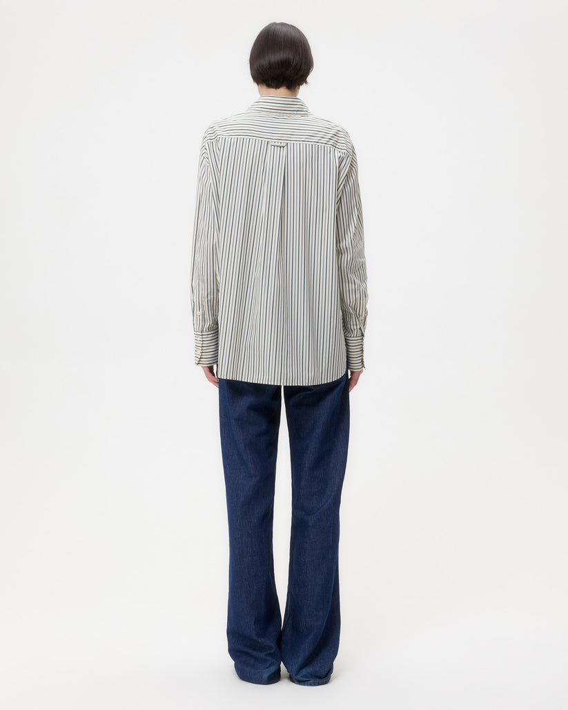 BLOUSES/SHIRTS/TOPS Big Joe Striped Shirt in Ivory and Cilantro TWP