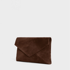 HANDBAGS Valentina Clutch in Chocolate Suede Lemiz