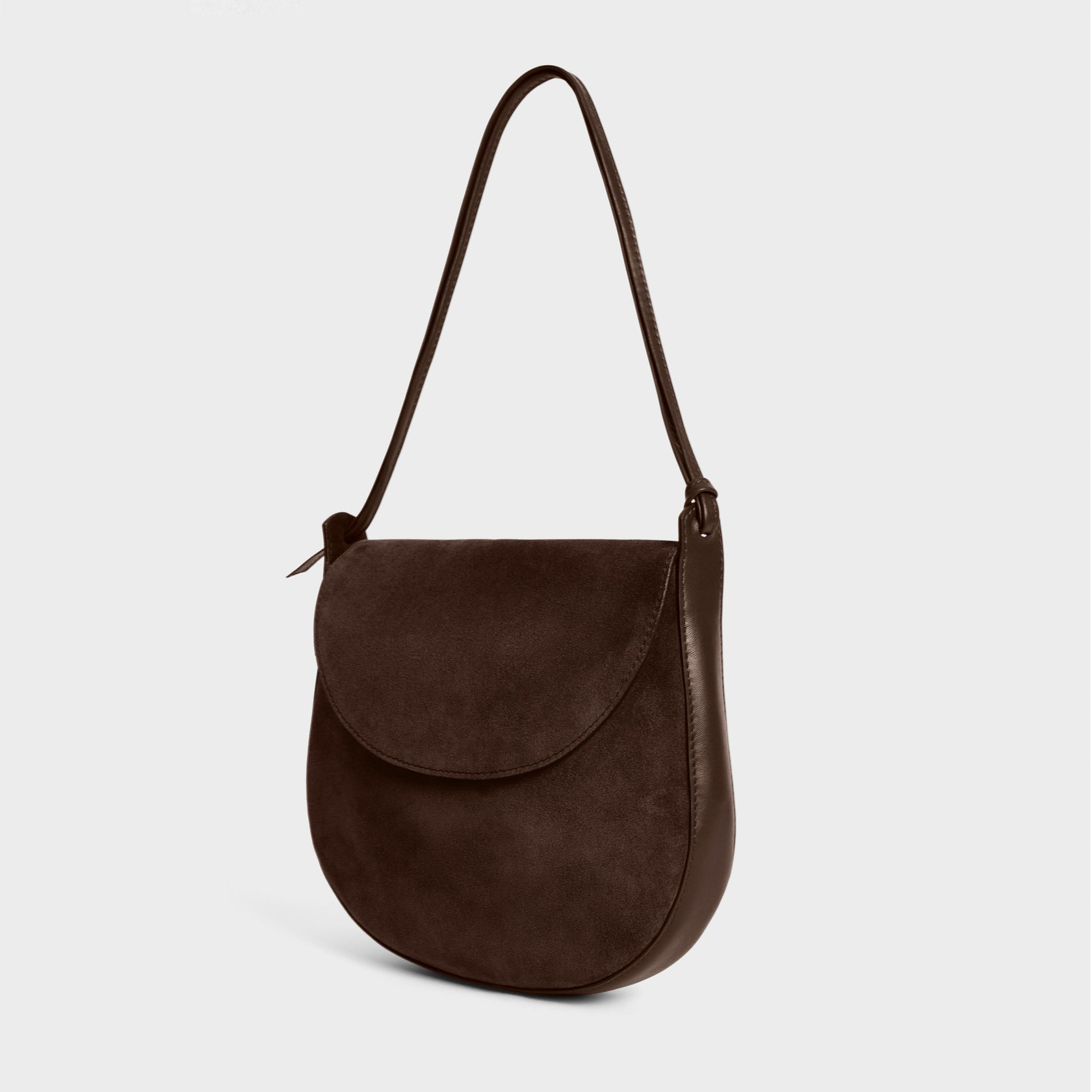 HANDBAGS Juliette Shoulder Bag in Chocolate Suede Lemiz