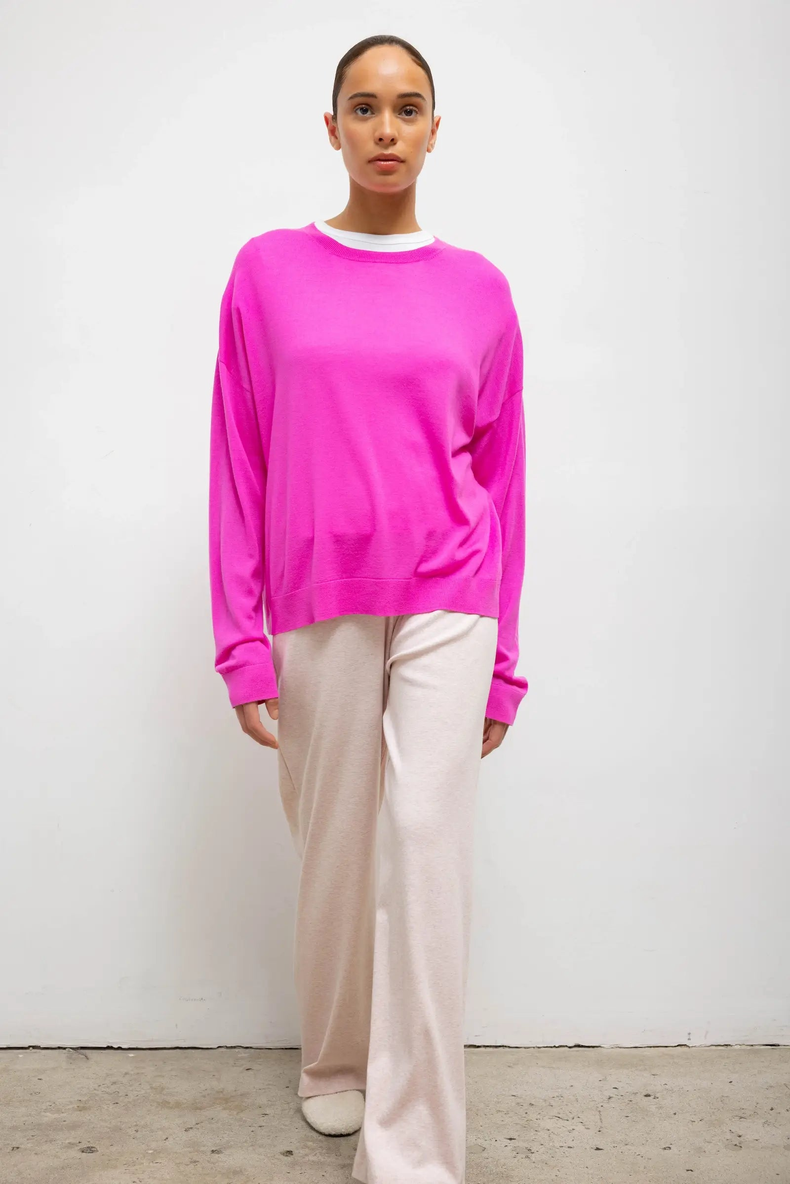 SWEATERS James Oversized Crewneck in Azelea Leset
