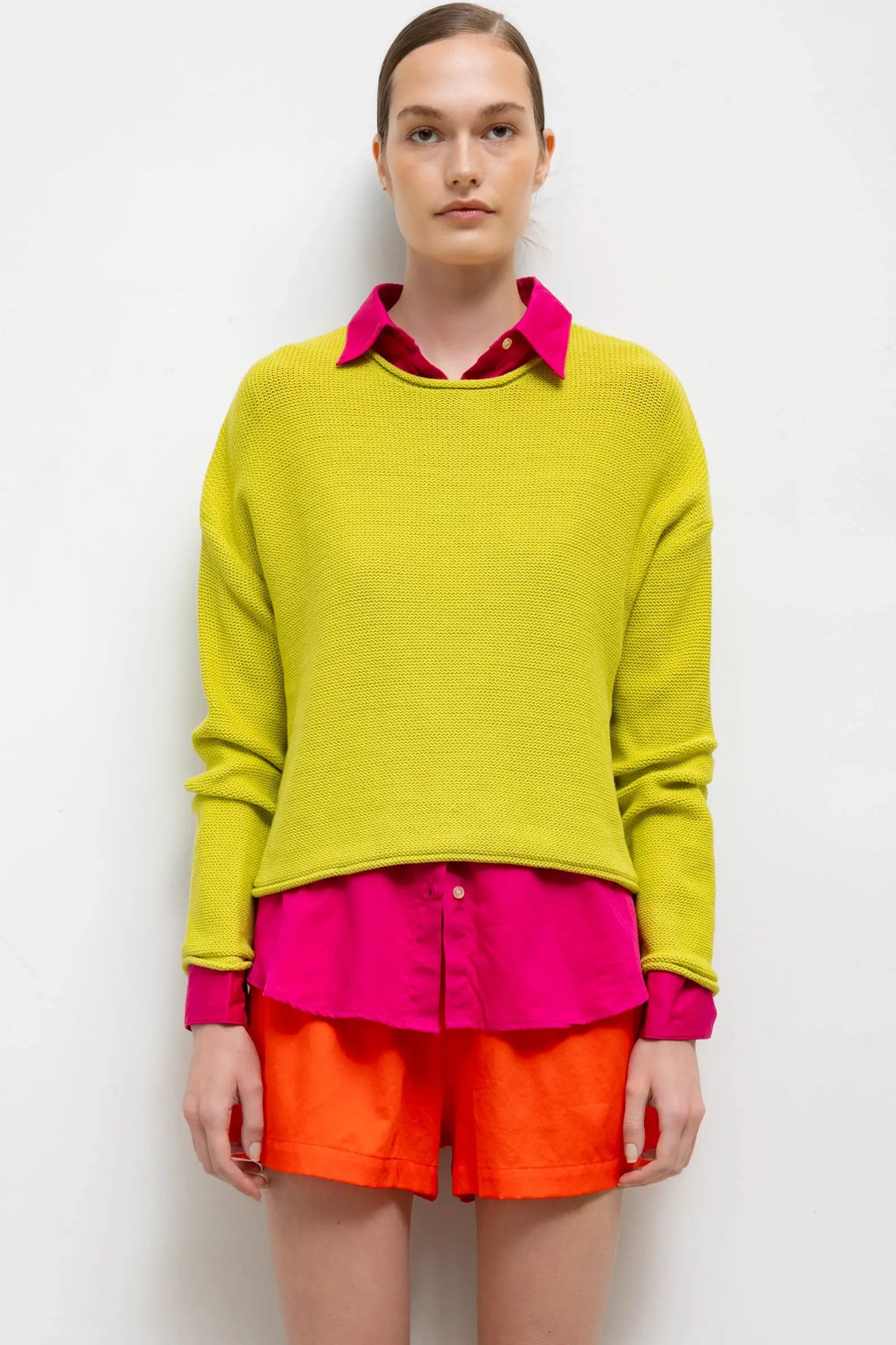 SWEATERS Mae Crewneck in Chartreuse Leset