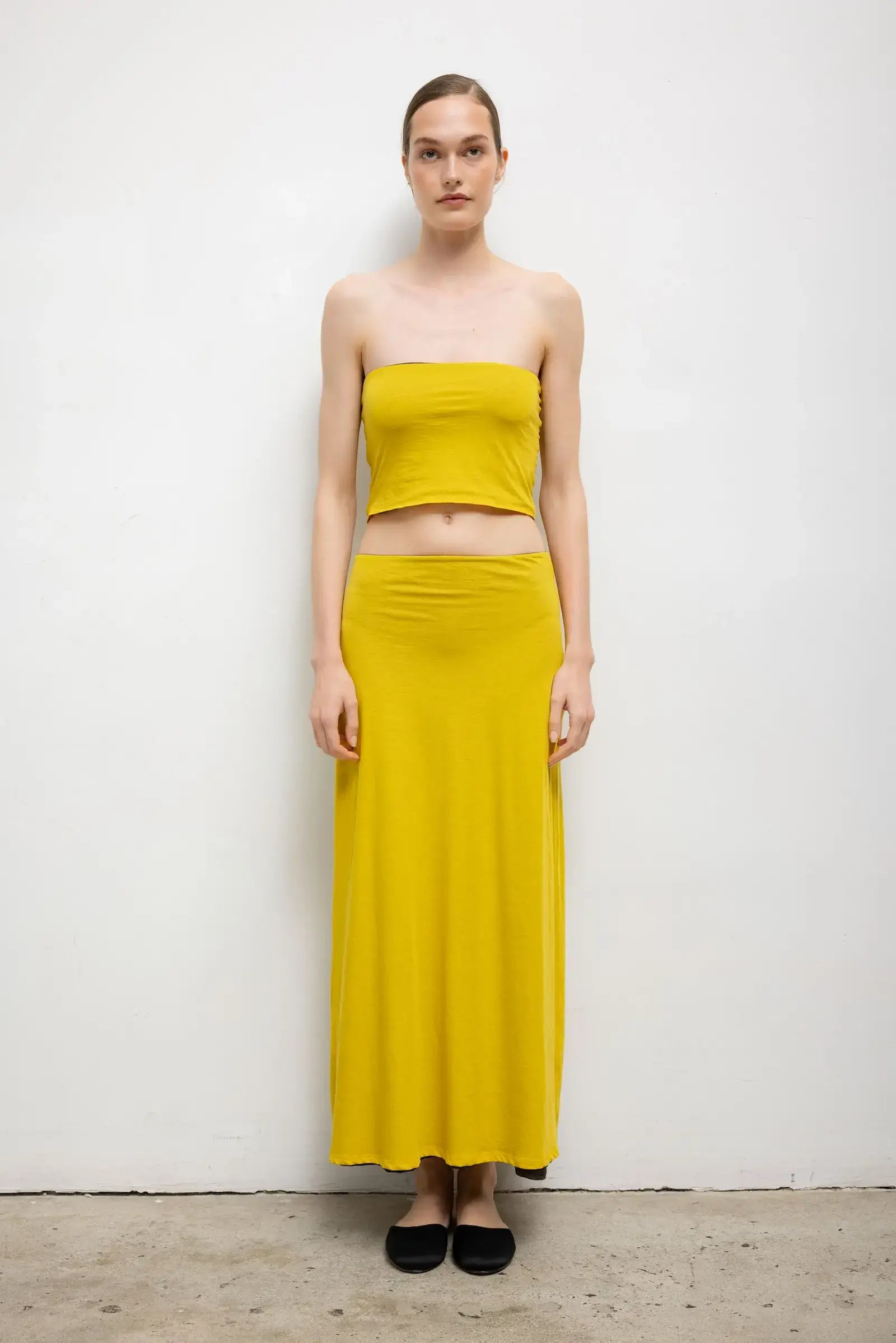 SKIRTS Milo Reversible Midi Skirt in Hickory & Daffodil Leset
