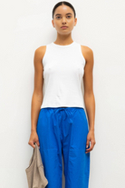 TEES/TANKS Nando High Neck Tank in White Leset