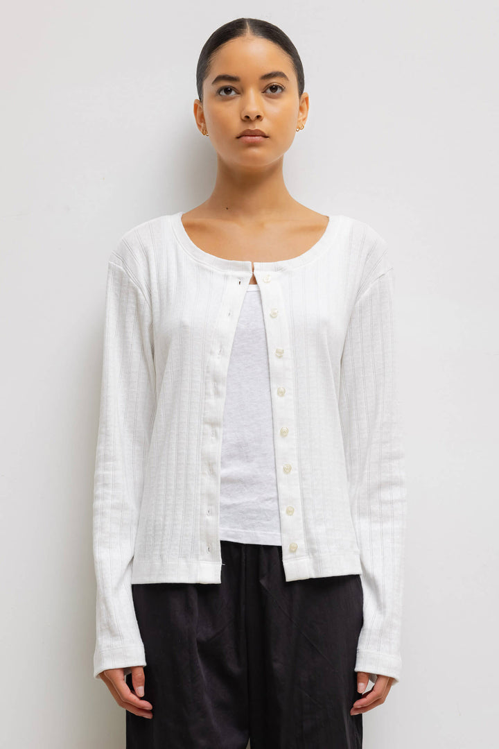 SWEATERS POINTELLE CLASSIC CREW CARDIGAN Leset