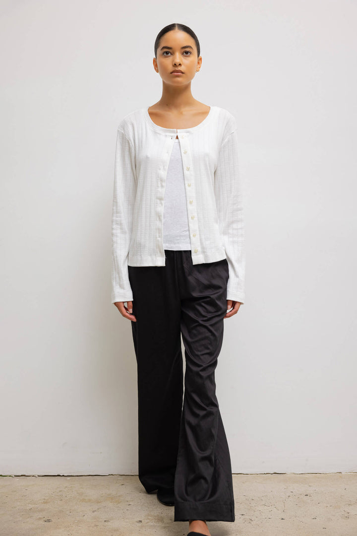 SWEATERS POINTELLE CLASSIC CREW CARDIGAN Leset