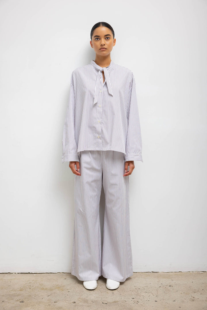 PANTS/SHORTS Yoshi Wide Leg Boxer Pant in Parchment and Pinot Stripe Leset