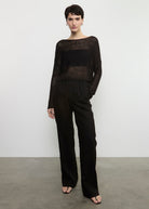 BLOUSES/SHIRTS/TOPS Linen Open Bateau Top in Black Enza Costa