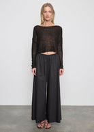 BLOUSES/SHIRTS/TOPS Linen Open Bateau Top in Black Enza Costa