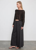 PANTS/SHORTS Cotton Cropped Palazzo Pant in Black Enza Costa
