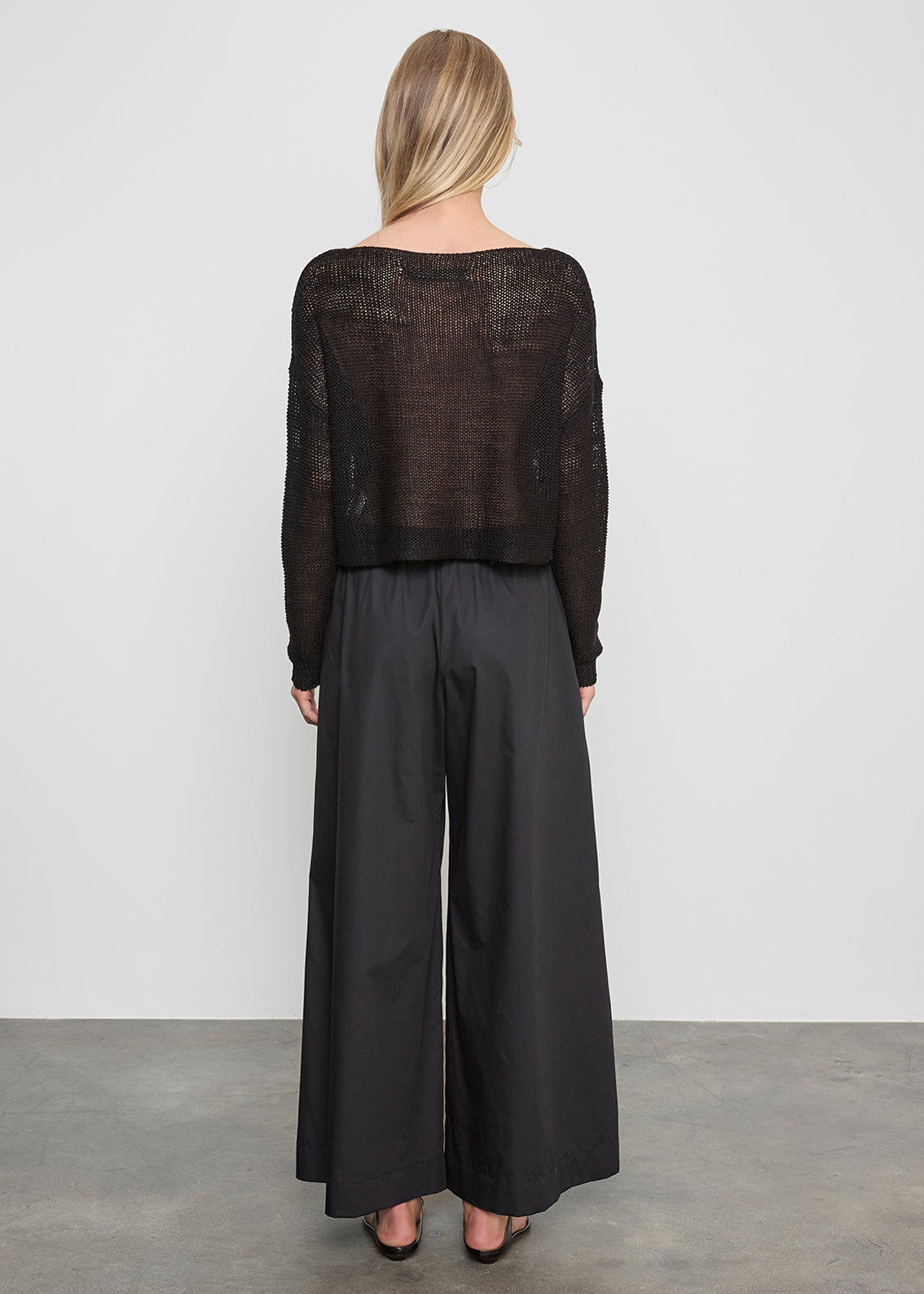 BLOUSES/SHIRTS/TOPS Linen Open Bateau Top in Black Enza Costa