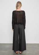 BLOUSES/SHIRTS/TOPS Linen Open Bateau Top in Black Enza Costa