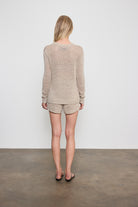 SWEATERS Linen Open Knit Crewneck in Oatmeal Enza Costa