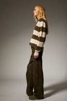 SWEATERS Cashmere Polo Sweater in Olive Stripe SPRWMN
