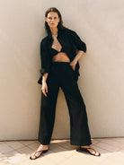 PANTS/SHORTS Linen Cropped Summer Pant in Black Enza Costa