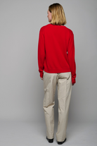 SWEATERS Cashmere V-Neck Pullover in Red Organic by John Patrick