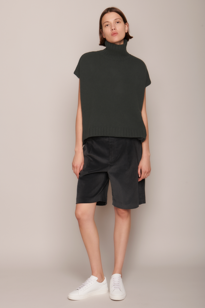 Sweaters Organic by John Patrick T Neck Gilet in Loden Organic by John Patrick