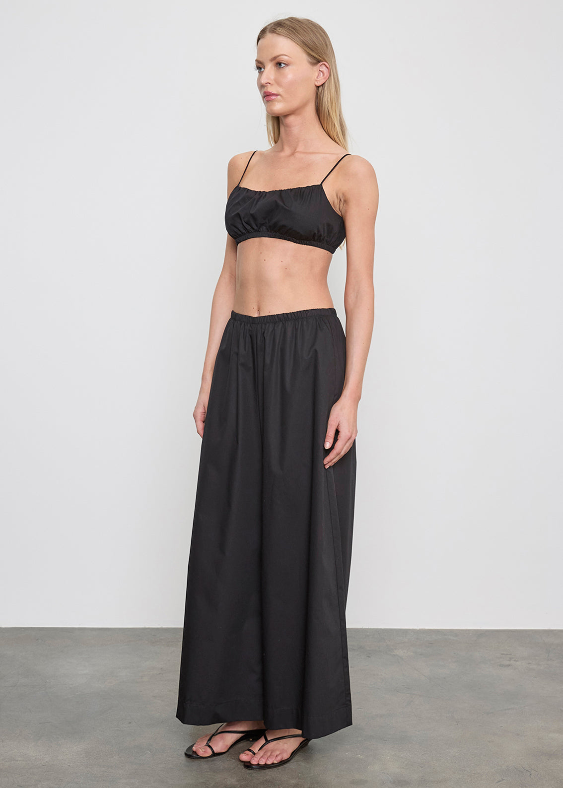 PANTS/SHORTS Cotton Cropped Palazzo Pant in Black Enza Costa