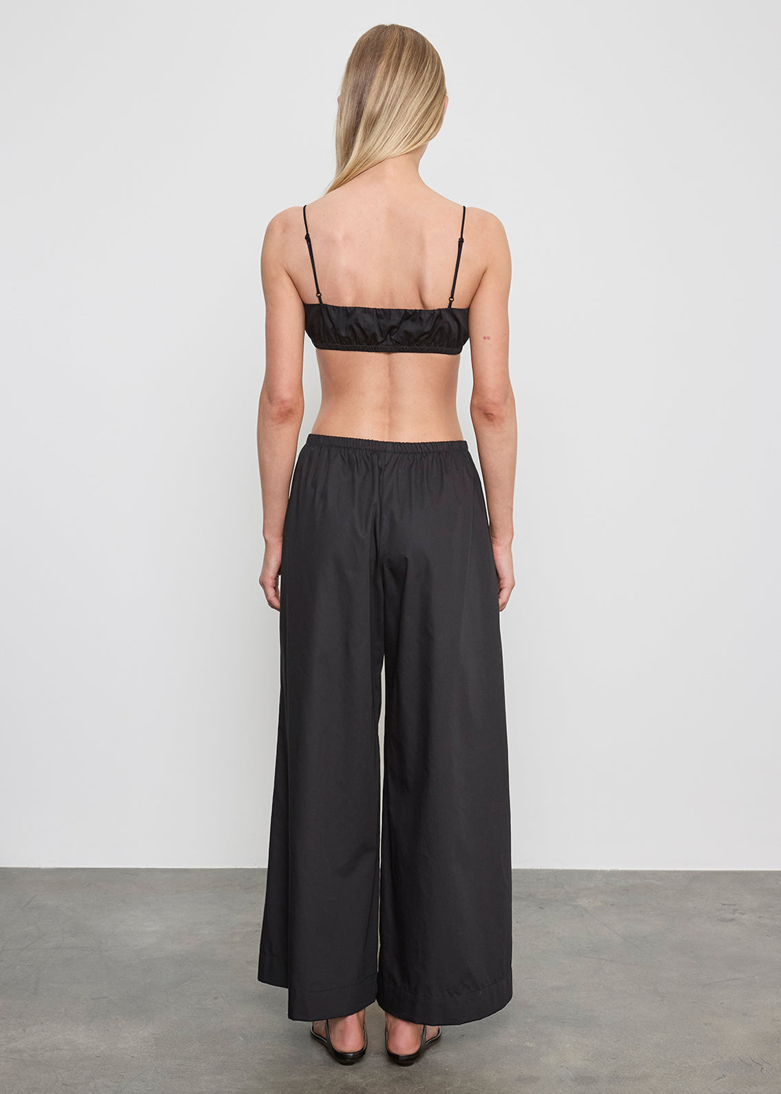 PANTS/SHORTS Cotton Cropped Palazzo Pant in Black Enza Costa