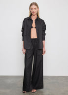 PANTS/SHORTS Linen Cropped Summer Pant in Black Enza Costa