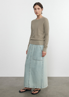 SWEATERS LINEN OPEN KNIT CREWNECK IN ASH Enza Costa
