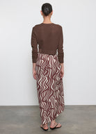 SWEATERS Linen Open Knit Cropped V-Neck Cardi in Chocolate Enza Costa