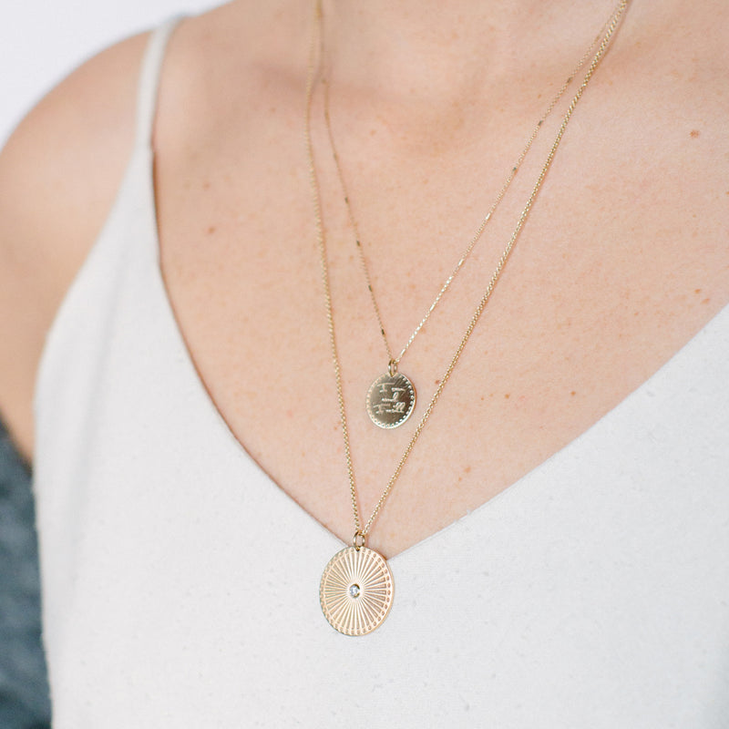 JEWELRY Large Sunbeam Madallion Necklace in Yellow Gold Zoe Chicco