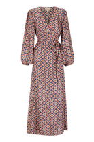 DRESSES/JUMPSUITS Luna Maxi Wrap Dress in Talavera Indigo Hannah Artwear