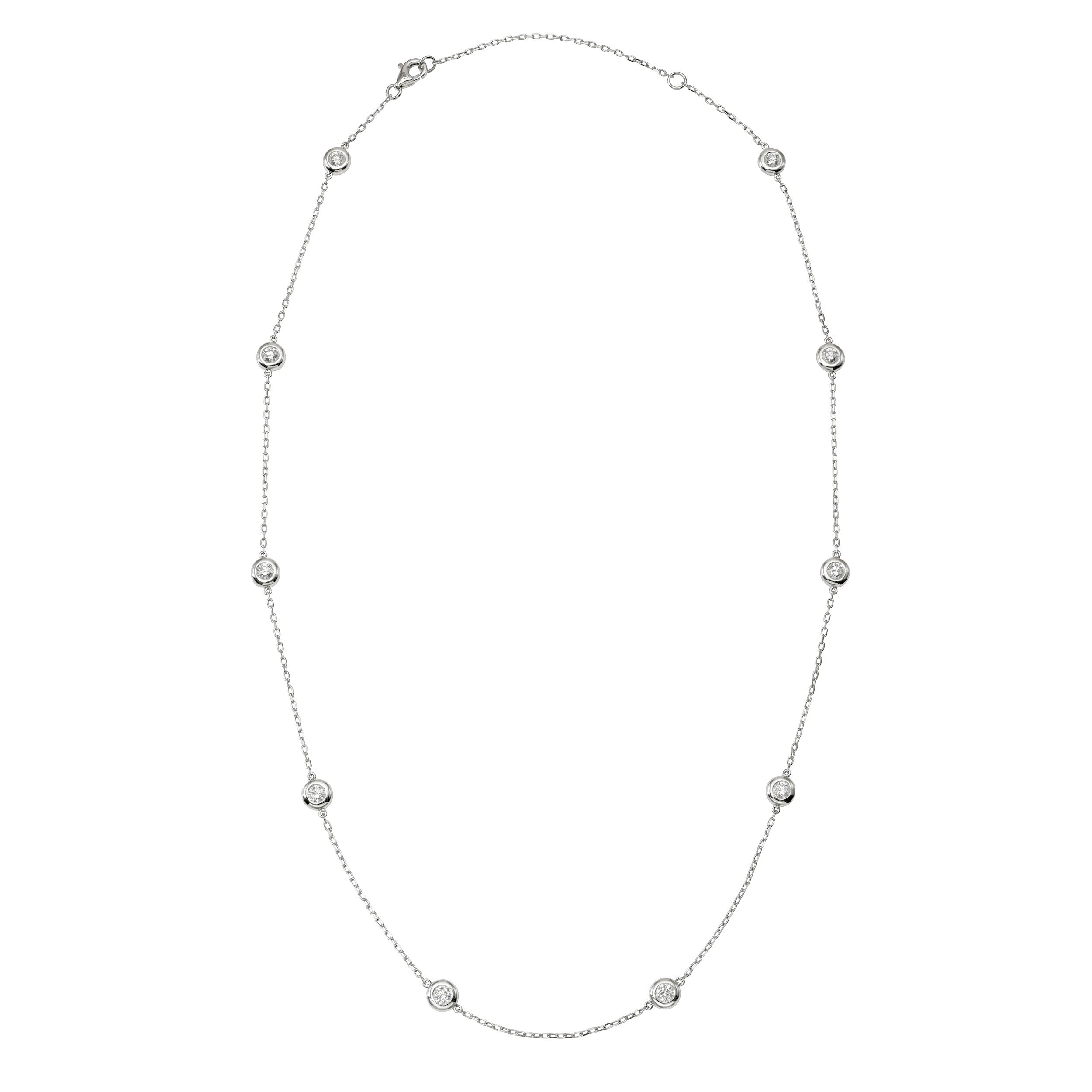 JEWELRY Large Diamond by the Yard Necklace in White Gold Riberra