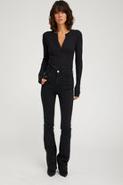 BLOUSES/SHIRTS/TOPS Long Sleeve Cashmere Henley in Black SPRWMN