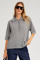 BLOUSES/SHIRTS/TOPS Oversized Polo in Grey SPRWMN