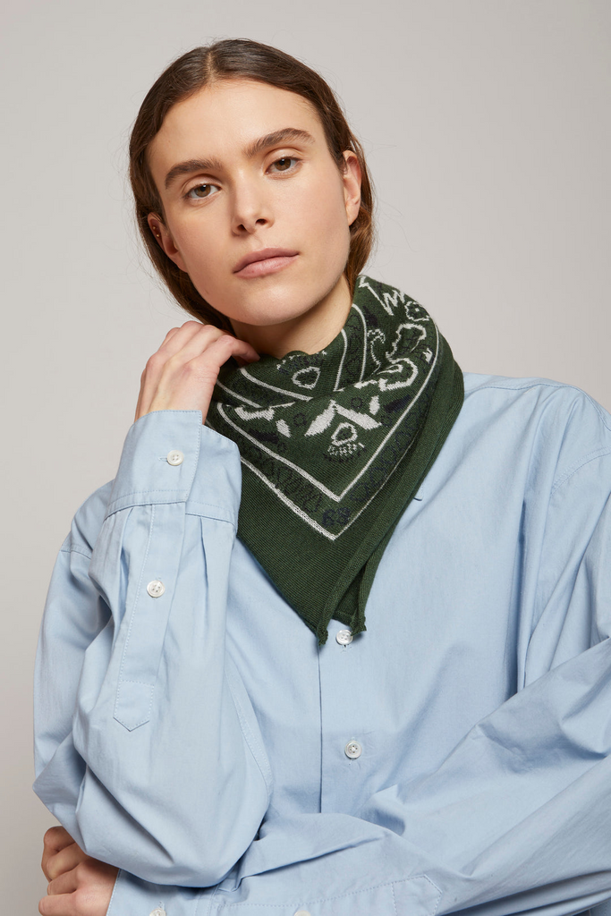 Scarves Organic by John Patrick Cashmere Bandana in Forest Green Organic by John Patrick