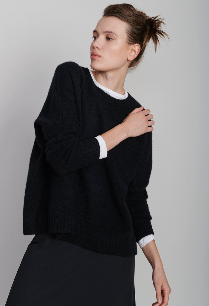 Sweaters Organic by John Patrick Wide Pullover in Black Organic by John Patrick