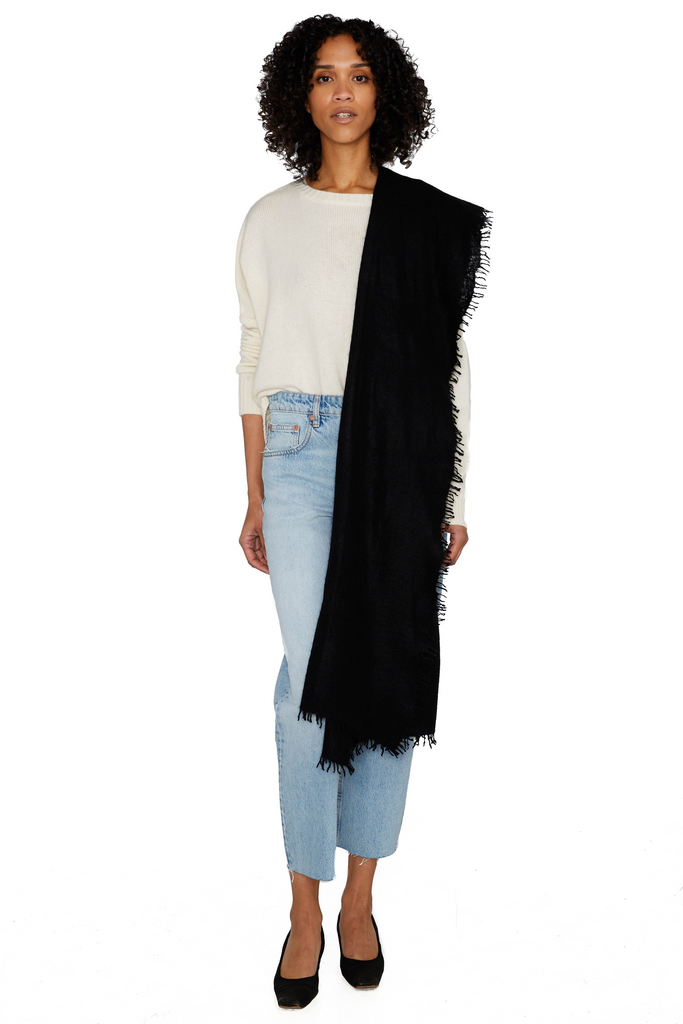 Scarves Organic by John Patrick Felted Cashmere Stole in Black Organic by John Patrick