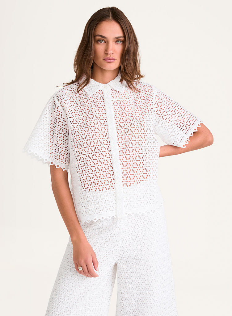 BLOUSES/SHIRTS/TOPS Perle Top in White Merlette