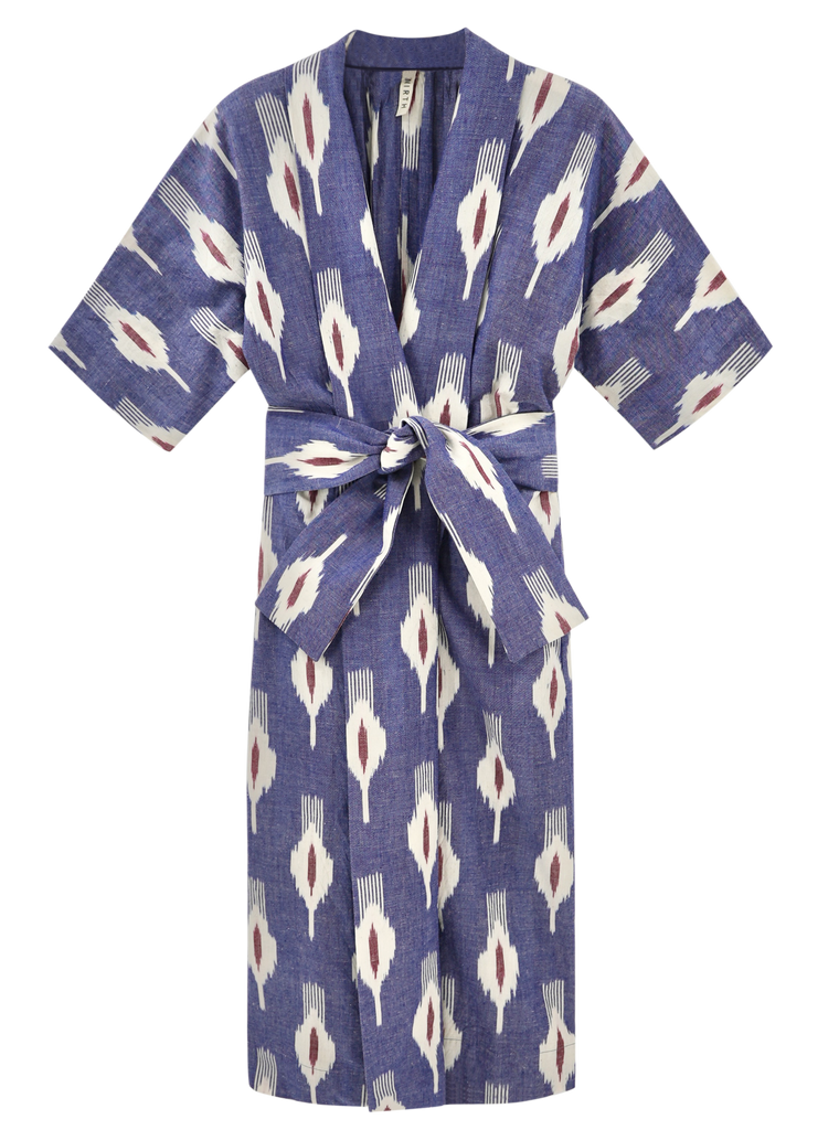 Pajamas Mirth Laos Robe in Nautical Ikat Mirth