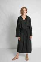 SKIRTS Double Layer Midi Skirt in Black & Beige Les Filles d'Ailleurs