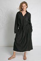 BLOUSES/SHIRTS/TOPS Light Cotton Bow Blouse in Black Les Filles d'Ailleurs