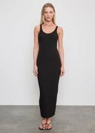 DRESSES/JUMPSUITS Military Rib Slim Tank Dress in Black Enza Costa
