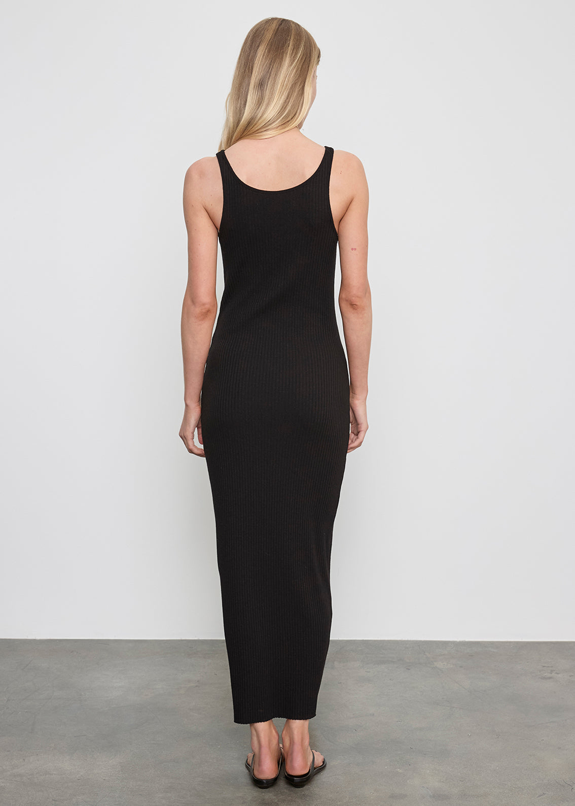 DRESSES/JUMPSUITS Military Rib Slim Tank Dress in Black Enza Costa