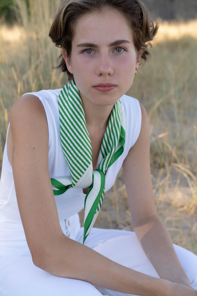 Scarves Manner Market Anne Scarf in Green Stripe Manner Market