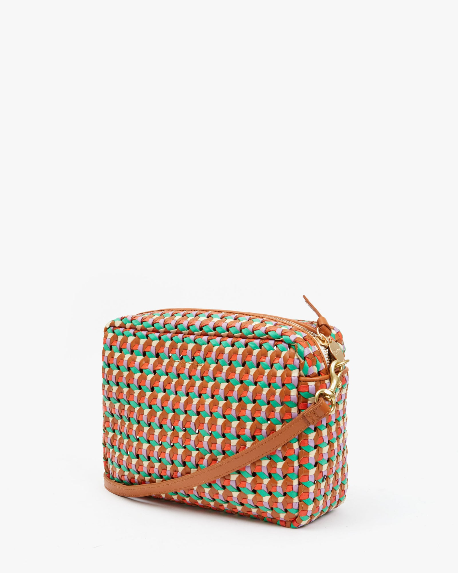 Clare V. Marisol Woven Leather Crossbody Bag in Red