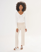 TEES/TANKS Memphis Longsleeve V-Neck in White Maison Wheat