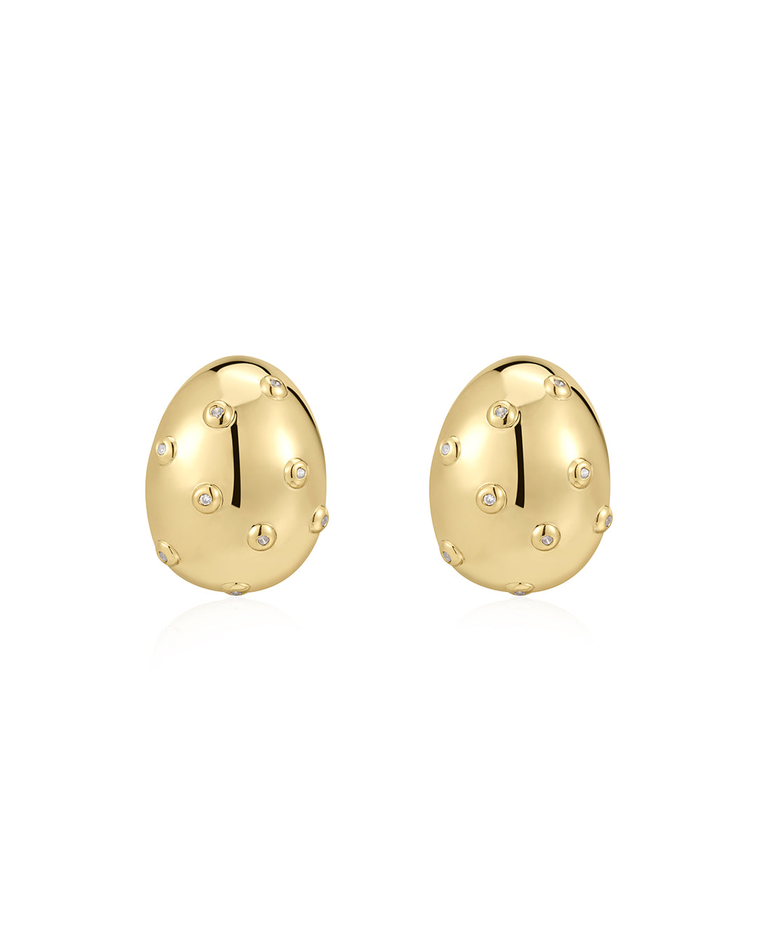 FASHION JEWELRY Mini Pave Molten Studs in Yellow Gold Luv Aj