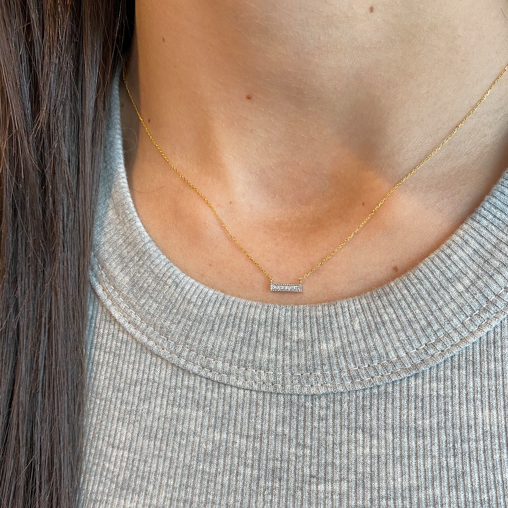 Necklaces Dana Rebecca Sylvia Rose Bar Necklace in Yellow Gold Dana Rebecca