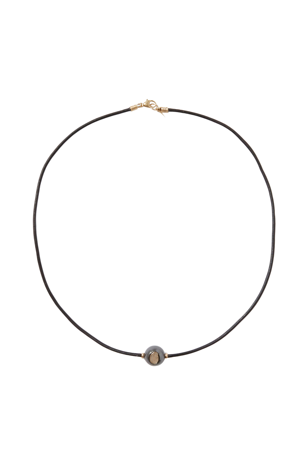 Genuine Tahitian Black Pearl Necklace – 14-15mm Baroque Pearl, Sterling Silver, Leather Cord (18"/20")
