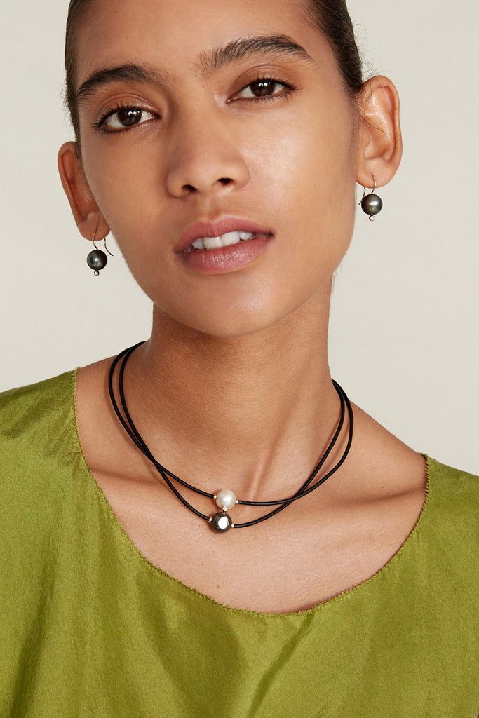 JEWELRY Black Tahitian Pearl Leather Necklace Chan Luu