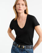 TEES/TANKS Carol V-neck Tee in Jet Black Nili Lotan