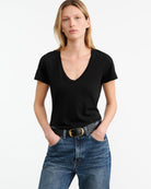 TEES/TANKS Carol V-neck Tee in Jet Black Nili Lotan