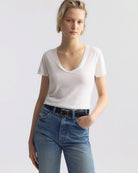 TEES/TANKS Carol V-Neck Tee in White Nili Lotan